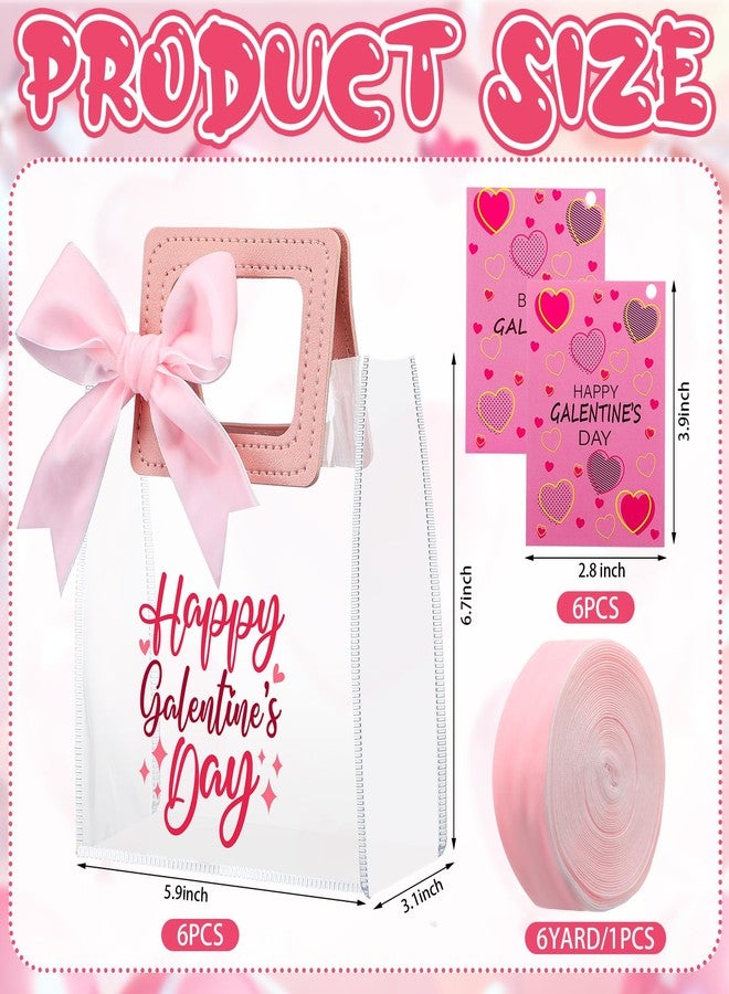 مجموعة هدايا عيد الحب من SilTriangle، 6 قطع، مصنوعة من البلاستيك الشفاف PVC، على شكل قلب، مزودة بمقبض وشريط وبطاقة، قابلة لإعادة الاستخدام، شفافة، مثالية كهدية عيد الحب أو هدية عيد ميلاد لصديقتك، مقاس 6.7 × 5.9 × 3.1 بوصة. - Image 3